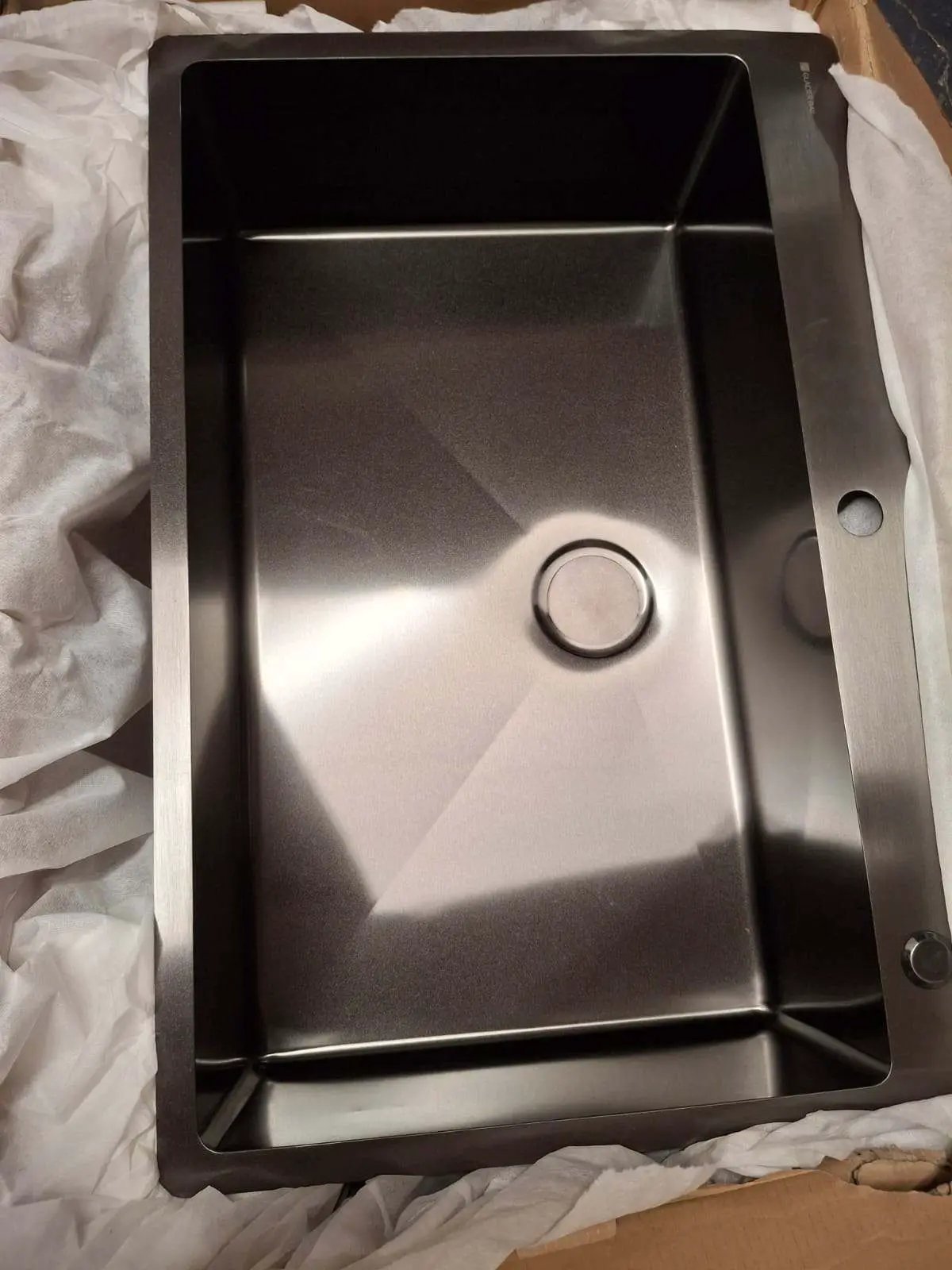 Open Box Glacier Bay 33 in. Drop-In Single Bowl 18 Gauge Gunmetal Black Stainless Steel Kitchen Sink by Selzalot
