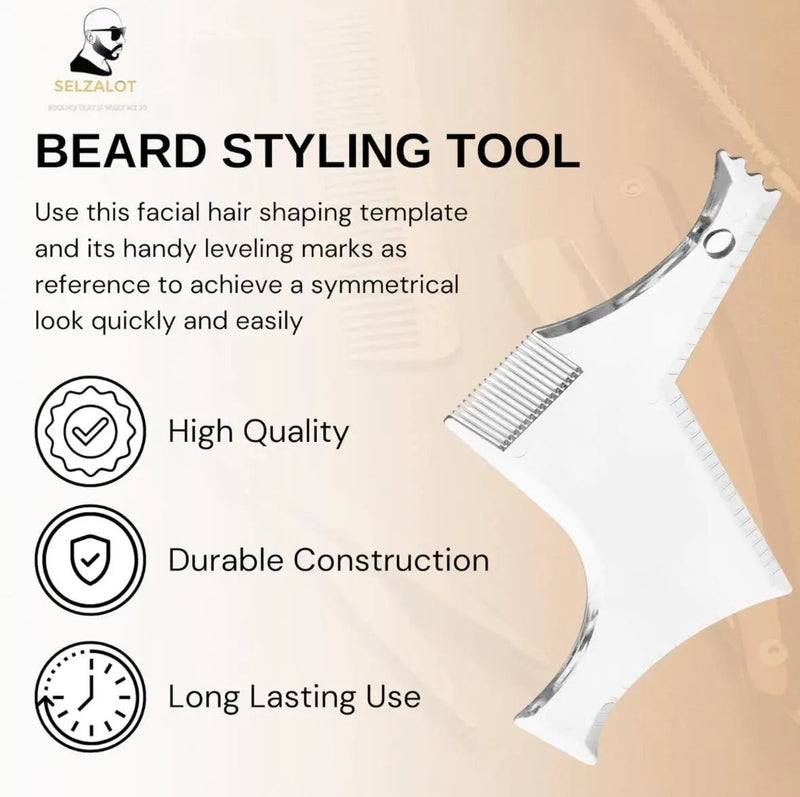 Beard Shaper for Men Beard Lineup Tool for Grooming Beard Guide Shaping Tool for Straight & Curve Cut Barber Tools Goatee Shaper Beard Template for Men to Style Facial Hair by Selzalot