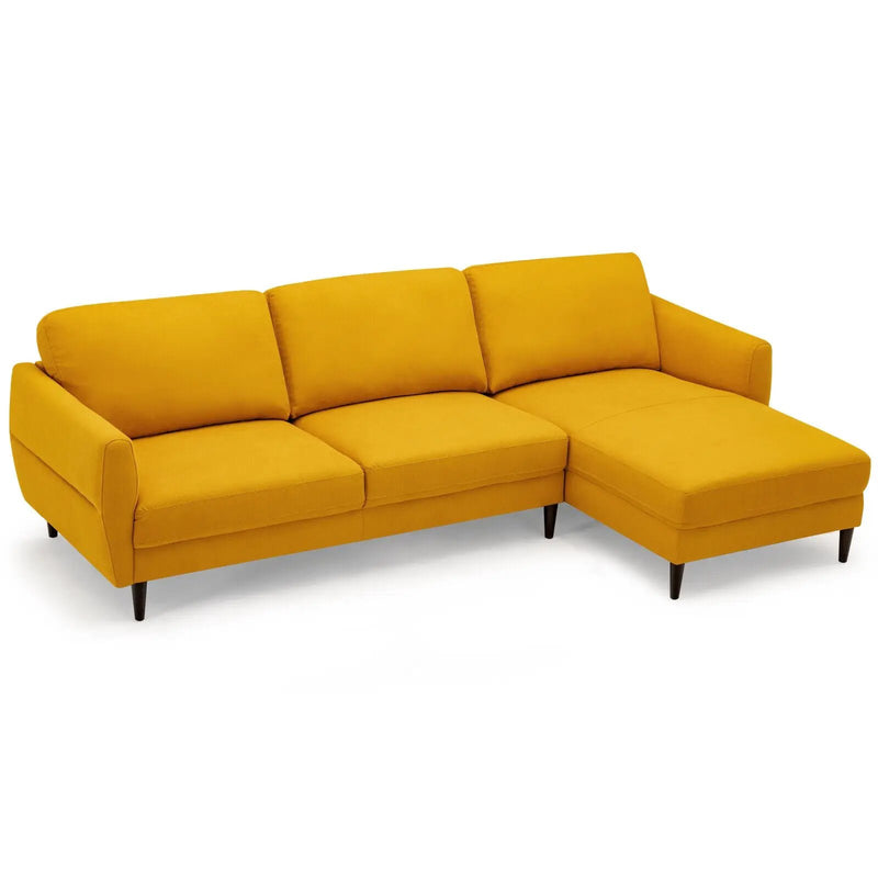 L-Shaped Fabric Sectional Sofa with Chaise Lounge and Solid Wood Legs by DirectDeals