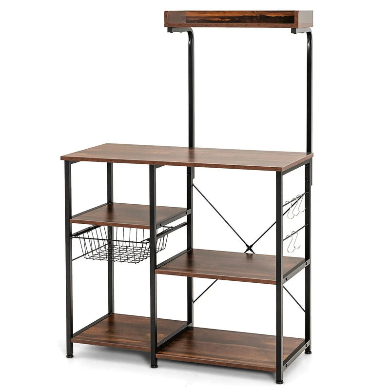 4 Tier Vintage Kitchen Baker's Rack Utility Microwave Stand-Coffee by DirectDeals