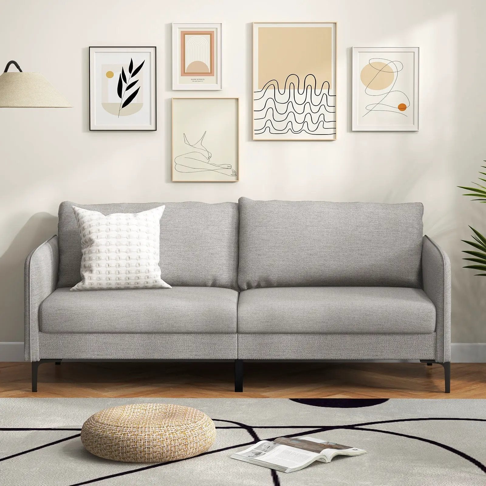 Modern 76 Inch Loveseat Sofa Couch for Apartment Dorm with Metal Legs-Gray by DirectDeals