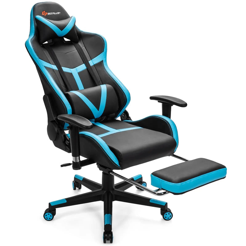 Reclining Racing Chair with Lumbar Support Footrest by DirectDeals