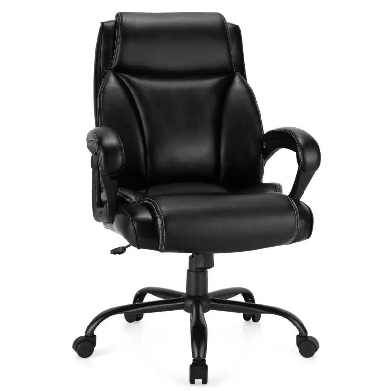 400 Pounds Big and Tall Adjustable High Back Leather Office Chair by DirectDeals