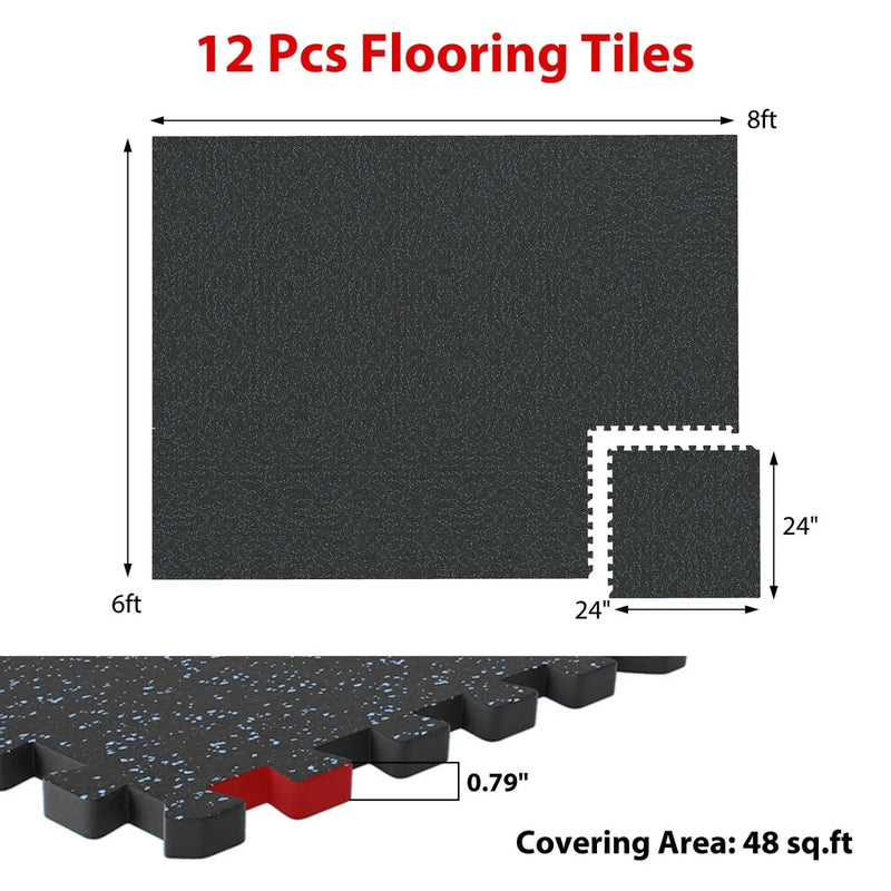Interlocking Rubber Exercise Mat Set 48 Sq Ft with Borders by DirectDeals