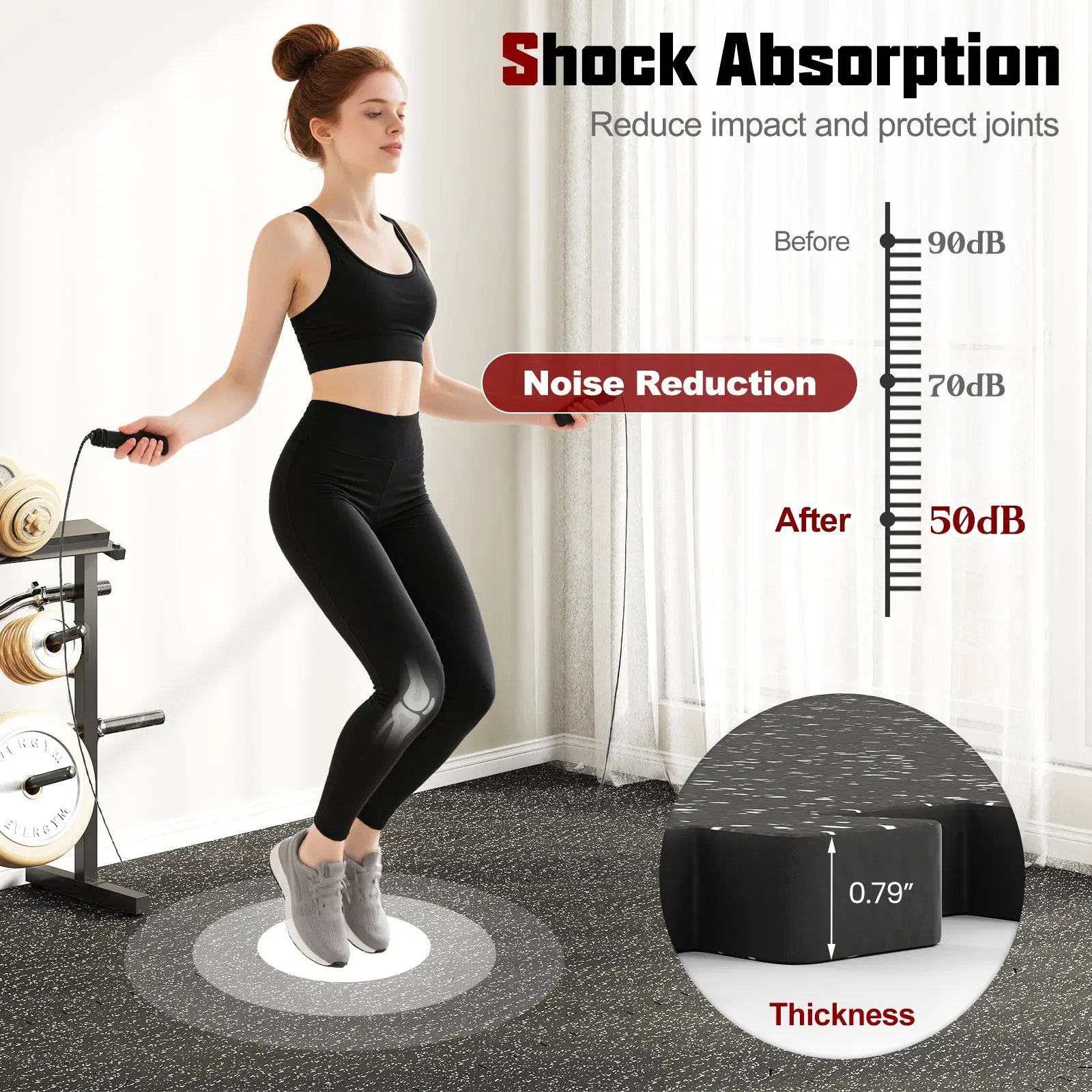 0.79 inch Thick Rubber Top Exercise Mat 48 Sq Ft with Boarders by DirectDeals
