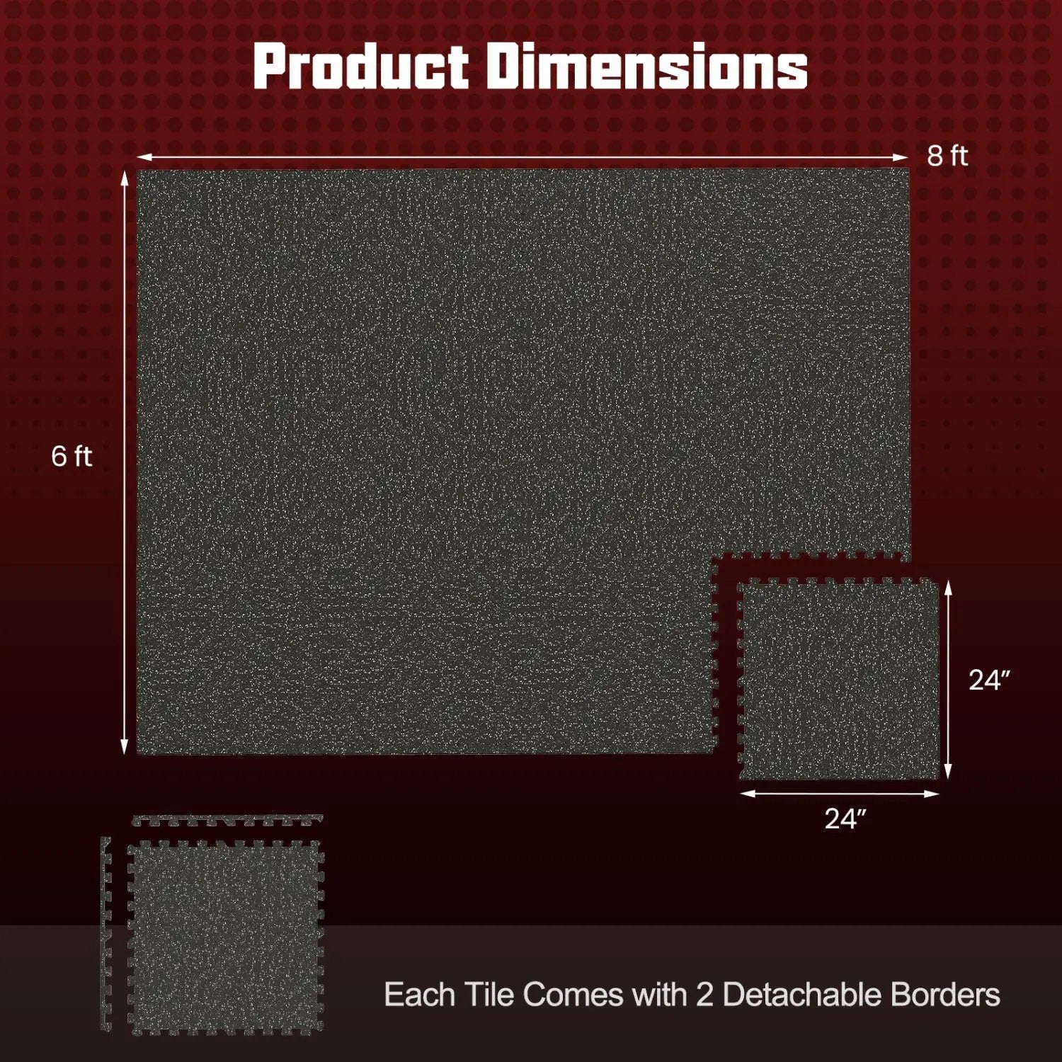 Interlocking Rubber Exercise Mat 48 Sq Ft with Borders by DirectDeals