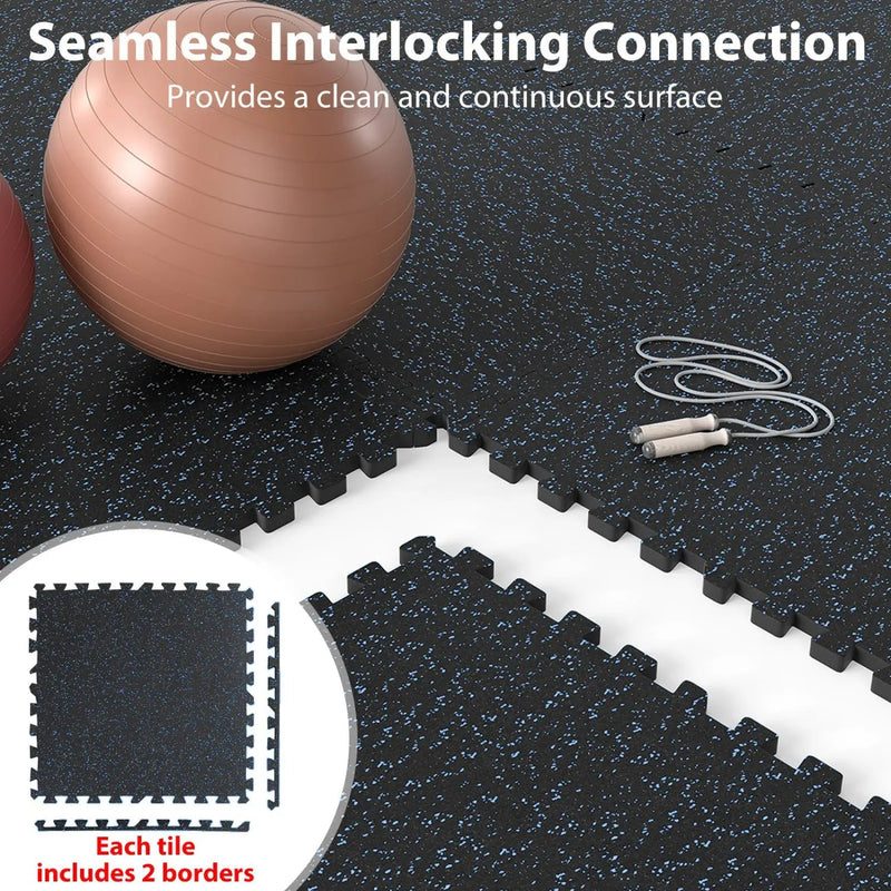 Interlocking Rubber Exercise Mat 48 Sq Ft with Borders by DirectDeals