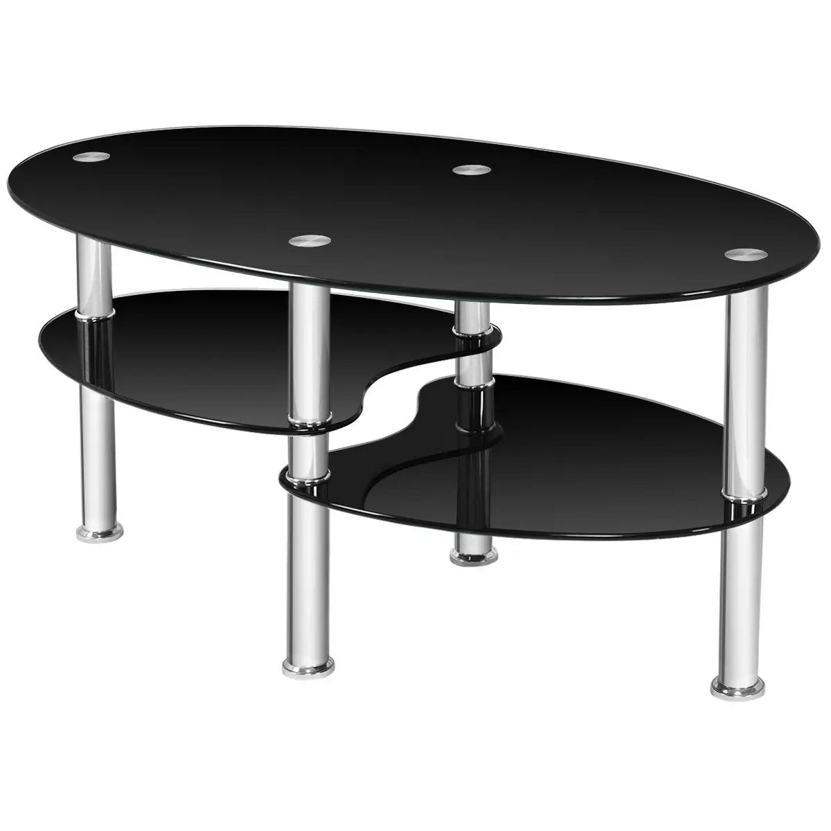 Tempered Glass Oval Side Coffee Table by DirectDeals