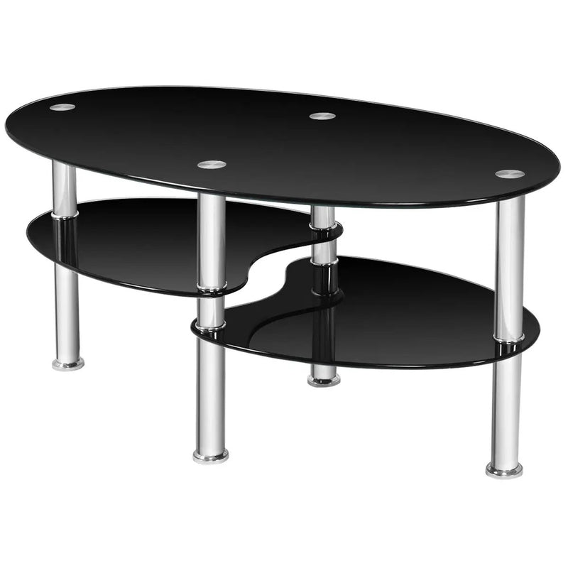 Tempered Glass Oval Side Coffee Table by DirectDeals