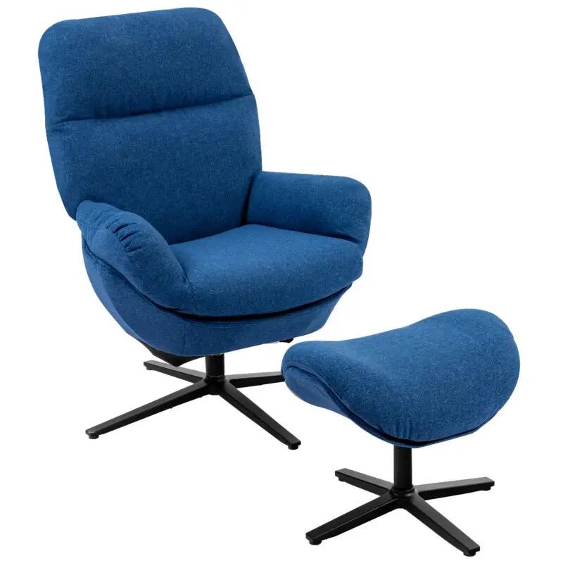 Upholstered Swivel Lounge Chair with Ottoman and Rocking Footstool by DirectDeals