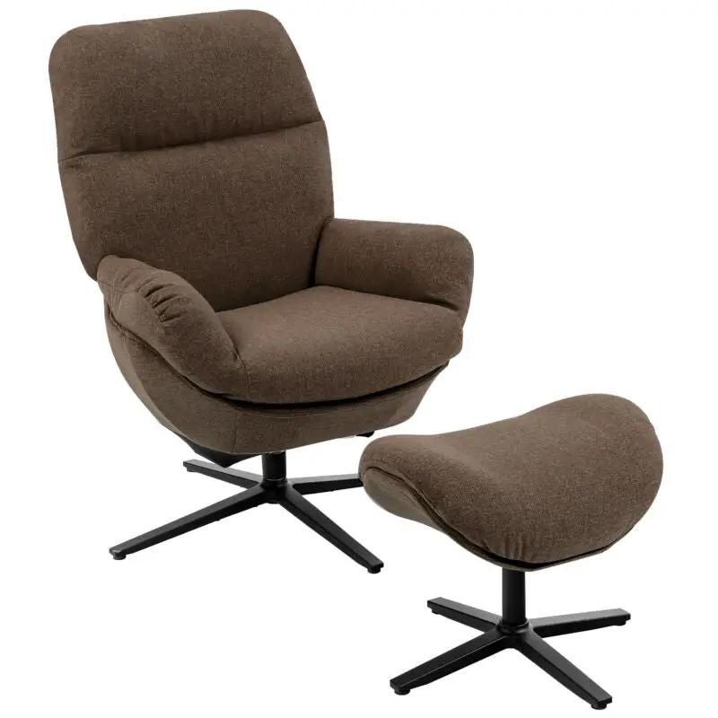 Upholstered Swivel Lounge Chair with Ottoman and Rocking Footstool by DirectDeals