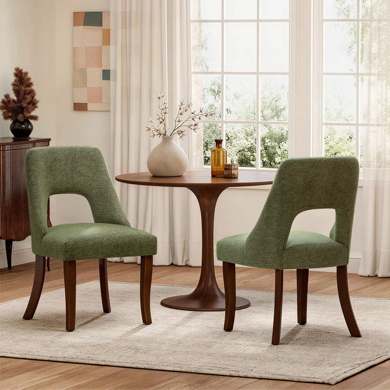 Upholstered Dining Chair With Curved Legs (Set of 2) - Green by HouseOfZazla