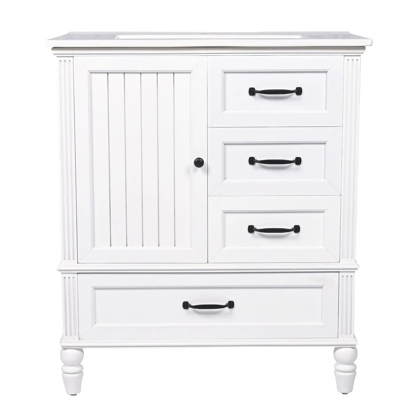 30" Bathroom Vanity With Sink, 3 Drawers, Adjustable Feet by HouseOfZazla