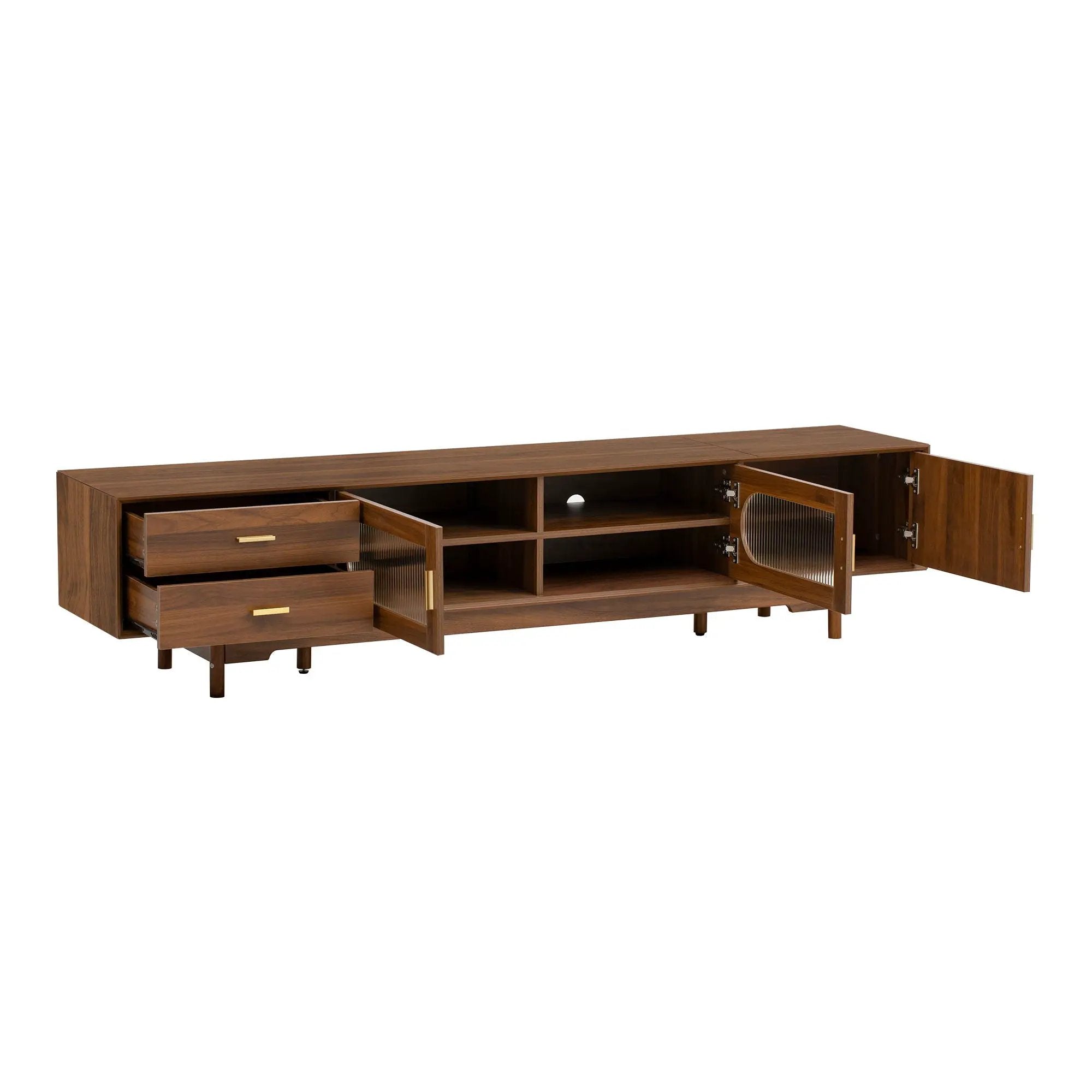 Modern TV Stand With Fluted Glass Doors & 2 Drawers by HouseOfZazla