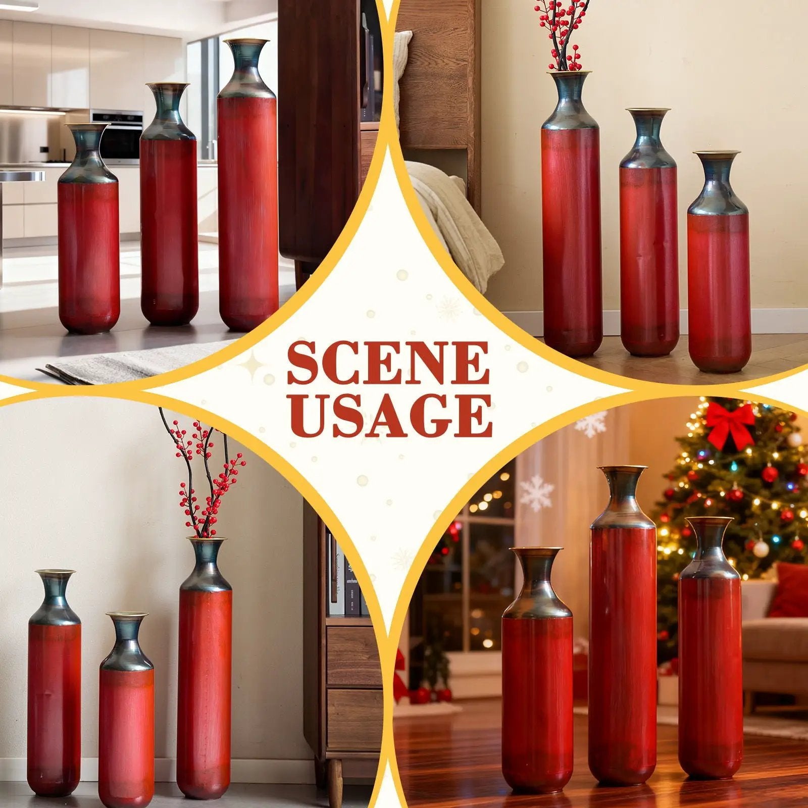 Modern Droplet Shaped Floor Vase Set, 3 Piece Home Decor by Unique Piece Furniture