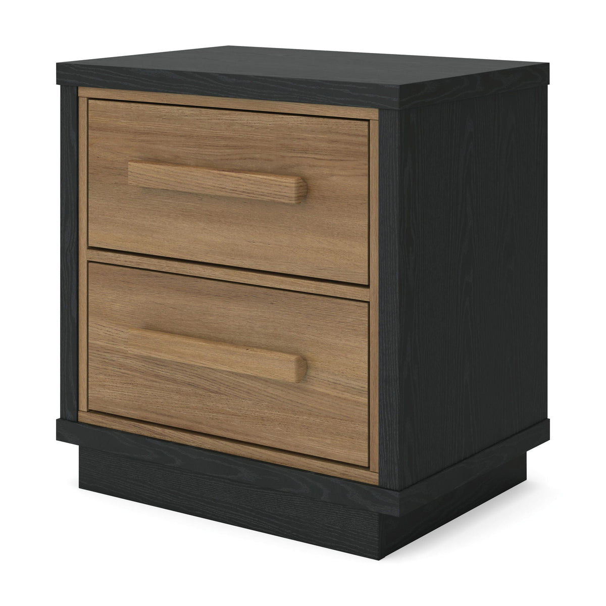 Kozmour - Two Drawer Night Stand - Black / Brown, photo 2 of 7