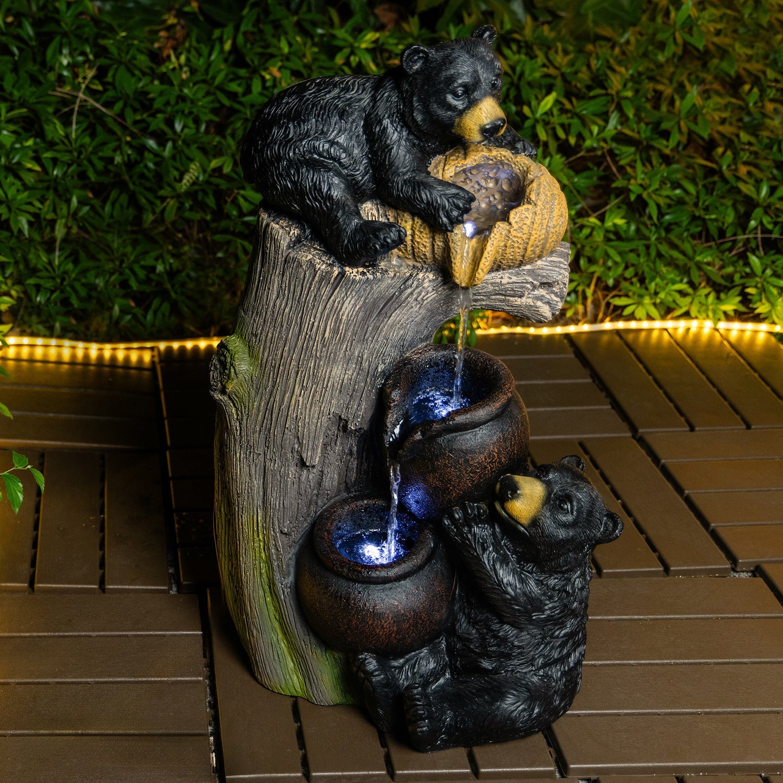 Bear Outdoor Water Fountain with LED Lights by HouseOfZazla
