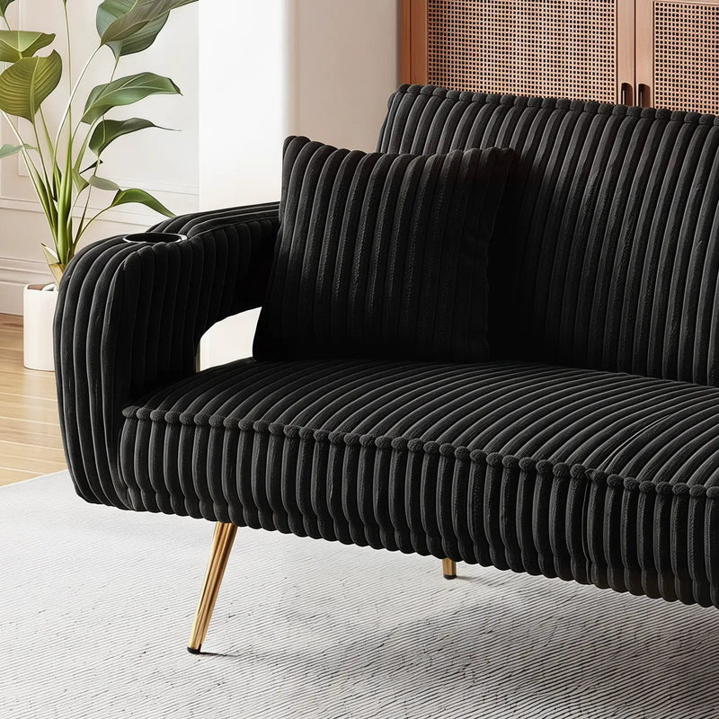 74.01 Inch Corduroy Sofa Bed with Pillows by HouseOfZazla