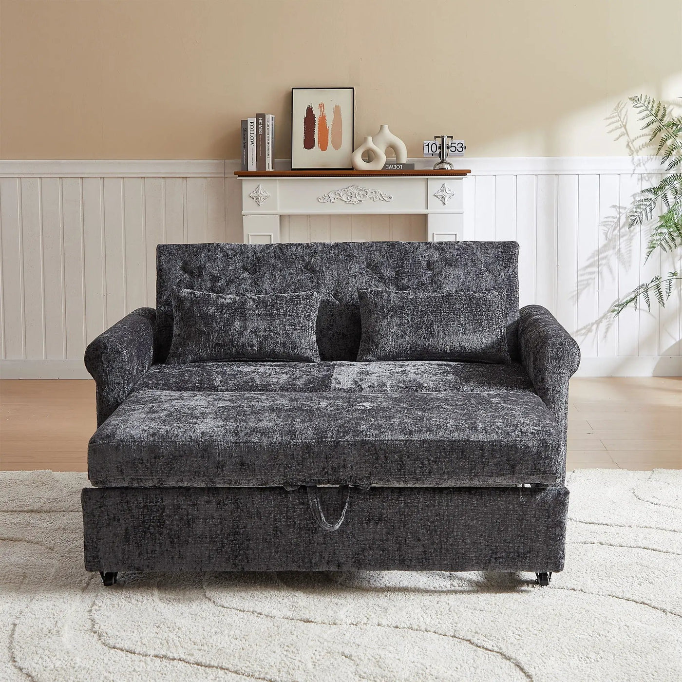Loveseat Sofa Bed, Pull - Out Couch Sleeper & 2 Pillows by Unique Piece Furniture