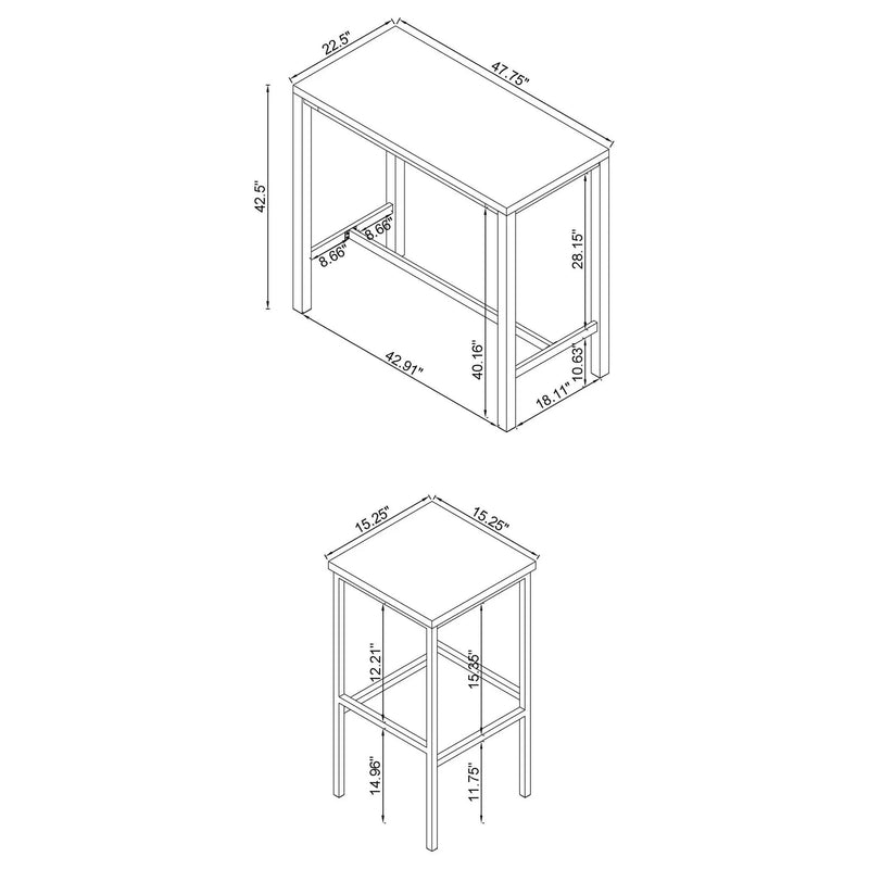 Nimitz - 5 Piece Bar Set - Gloss White by HouseOfZazla