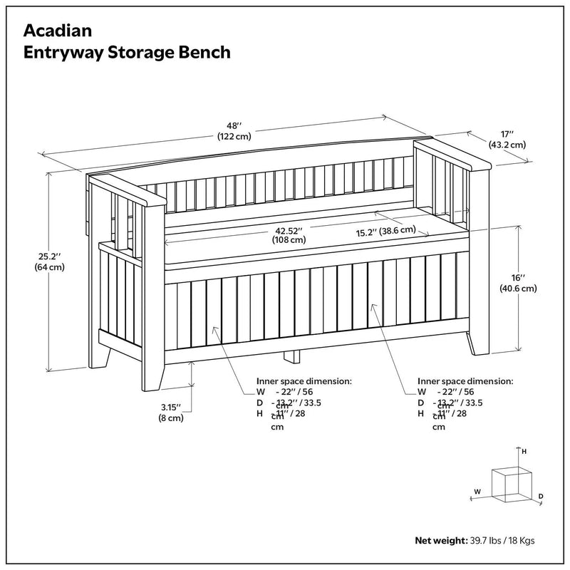 Acadian - Entryway Storage Bench, Handcrafted by HouseOfZazla