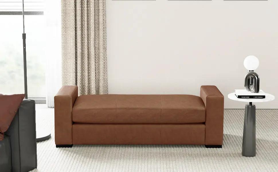 Stylish and Durable Brown Faux Leather Bench by HouseOfZazla