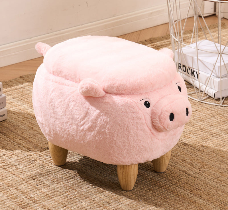 Pig Storage Ottoman with Hidden Storage - Faux Fur, photo 7 of 8
