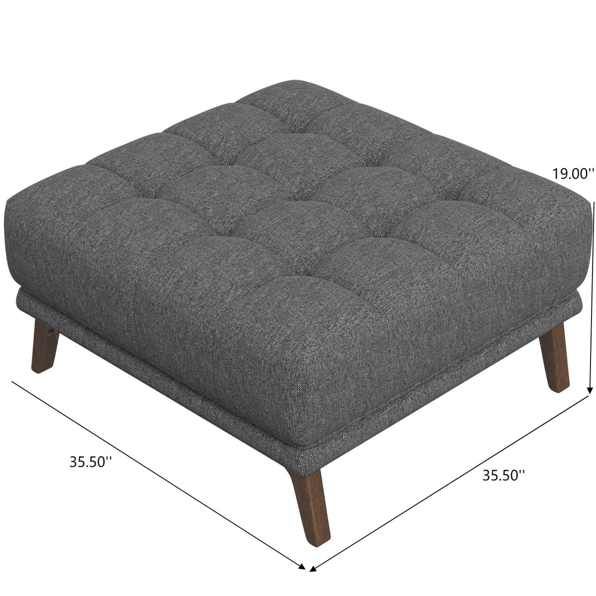 Addison Square Upholstered Ottoman with Mid-Century Design - Gray or Dark Gray, photo 3 of 19