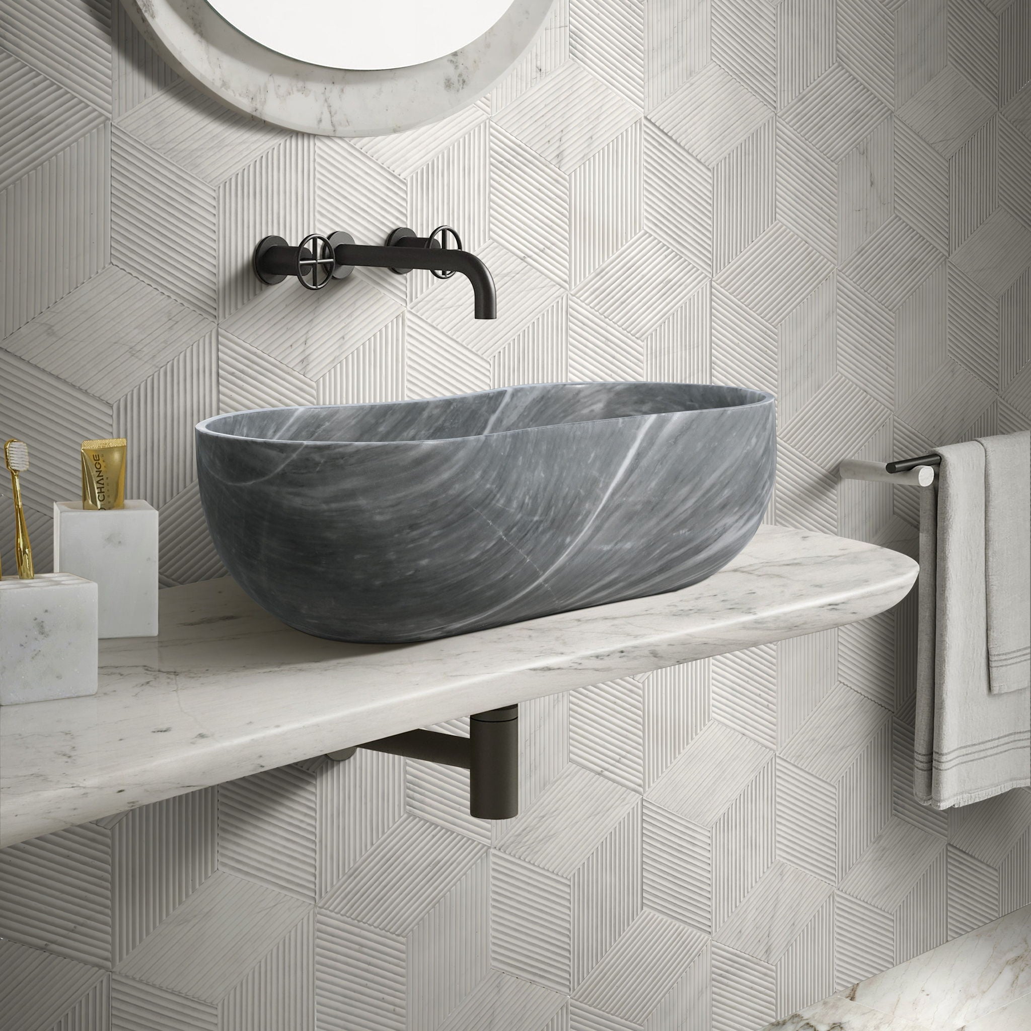 Bathroom Vessel Sink With Wavy Design by HouseOfZazla