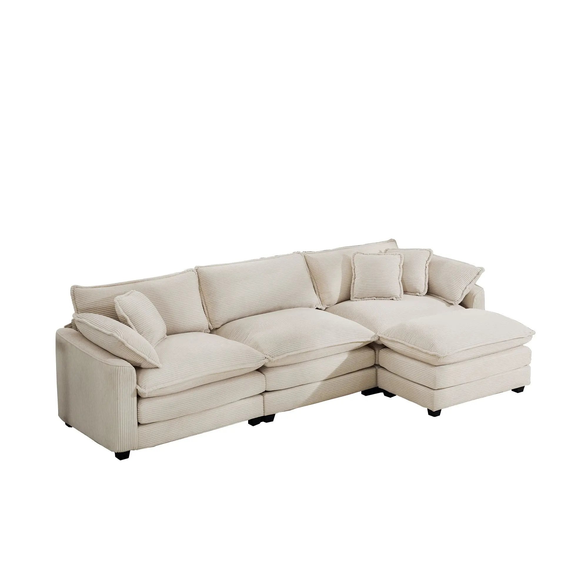 Modern Oversized Modular Cushion Sofa With Ottoman, Low Back, Deep Seating Sofa Set by Unique Piece Furniture