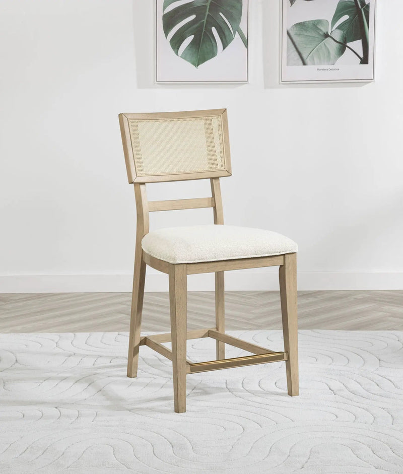 Kailani Rattan Cane Counter Side Chair Beige Oak (Set of 2) by Unique Piece Furniture
