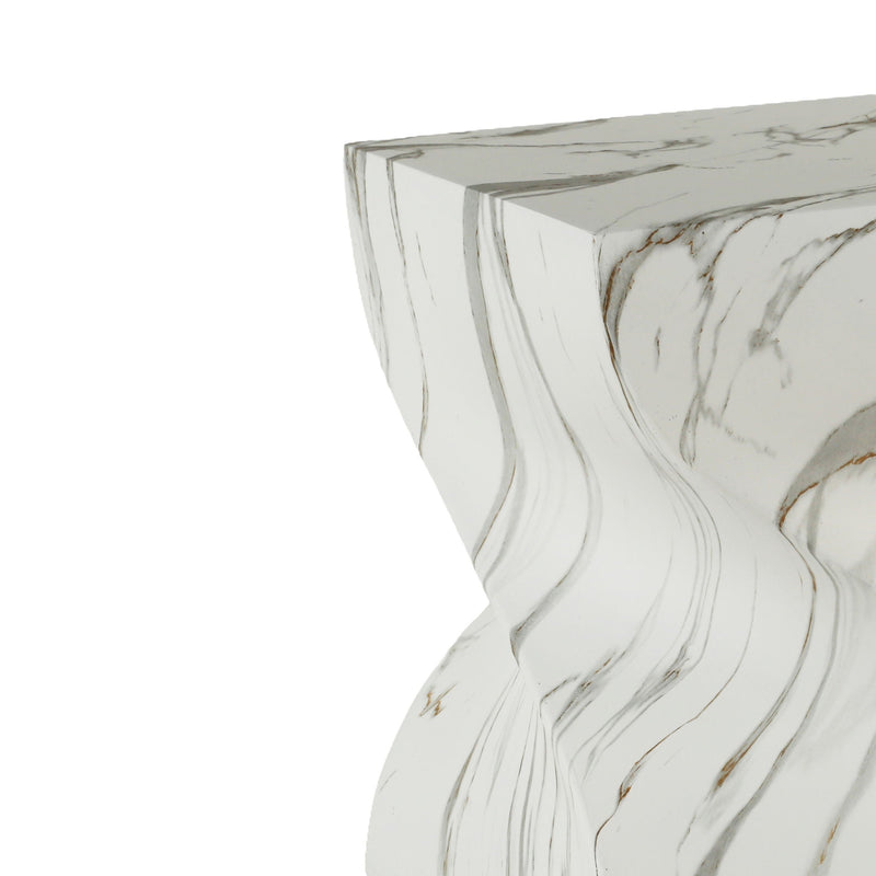 Outdoor End Table, Round Side Table For Patio And Garden - Marble by Unique Piece Furniture