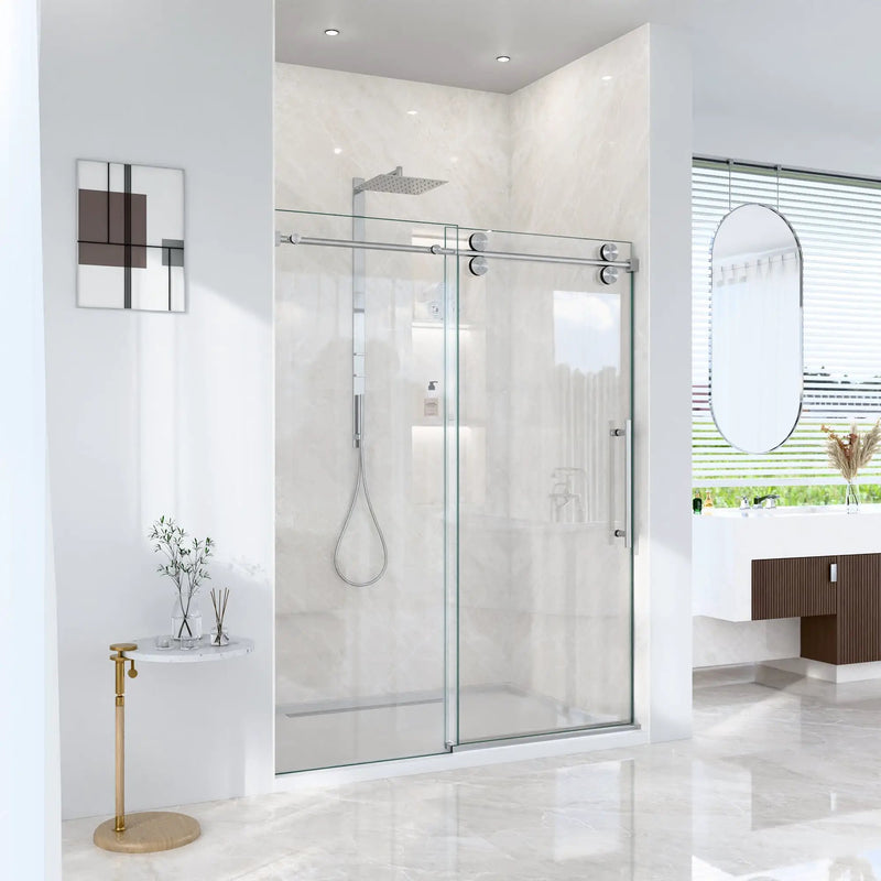 56-60"W x 72"H Frameless Sliding Shower Door – Clear Tempered Glass by HouseOfZazla
