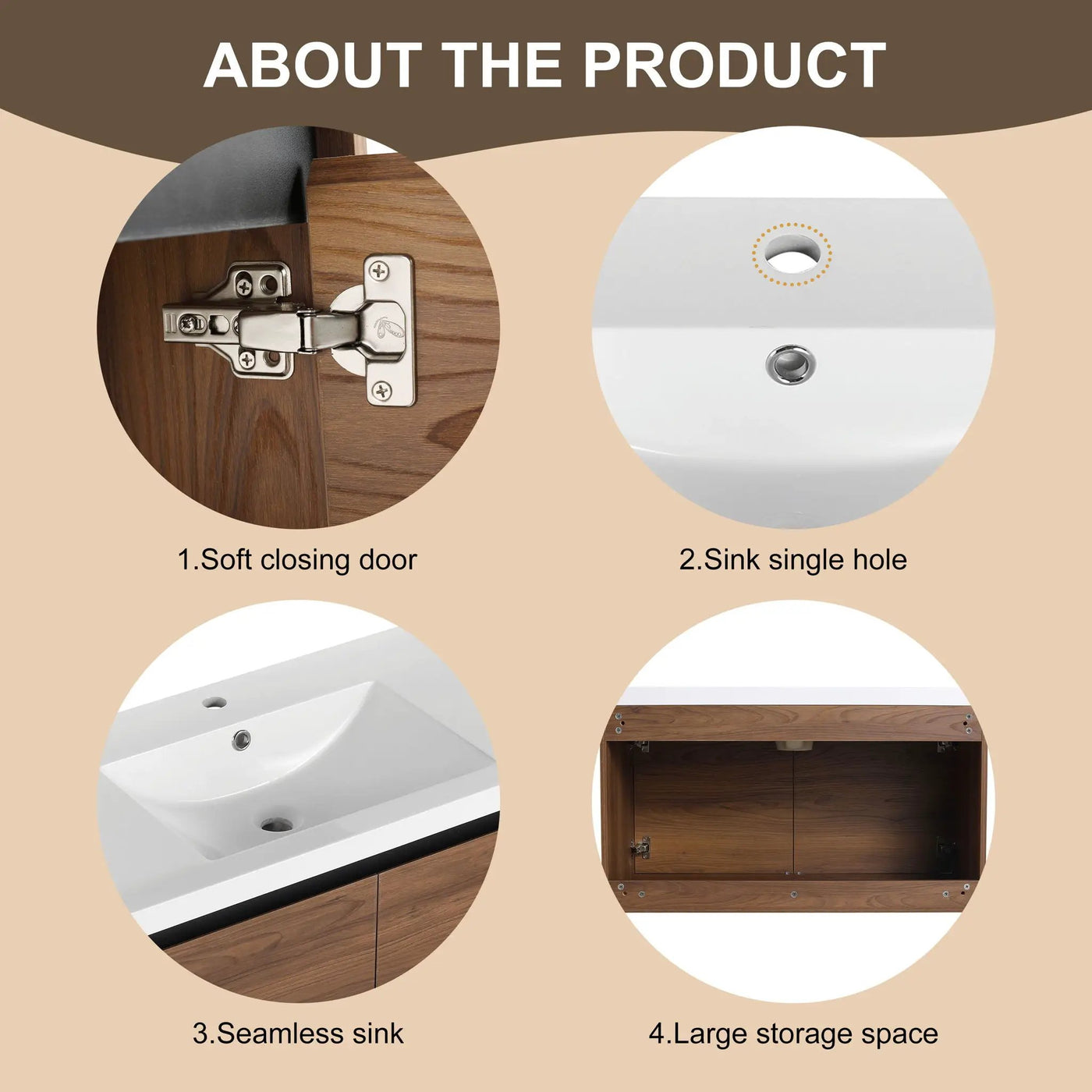 Bathroom Vanity Set With Resin Countertop Sink And 2 Doors, Engineered Wood by HouseOfZazla
