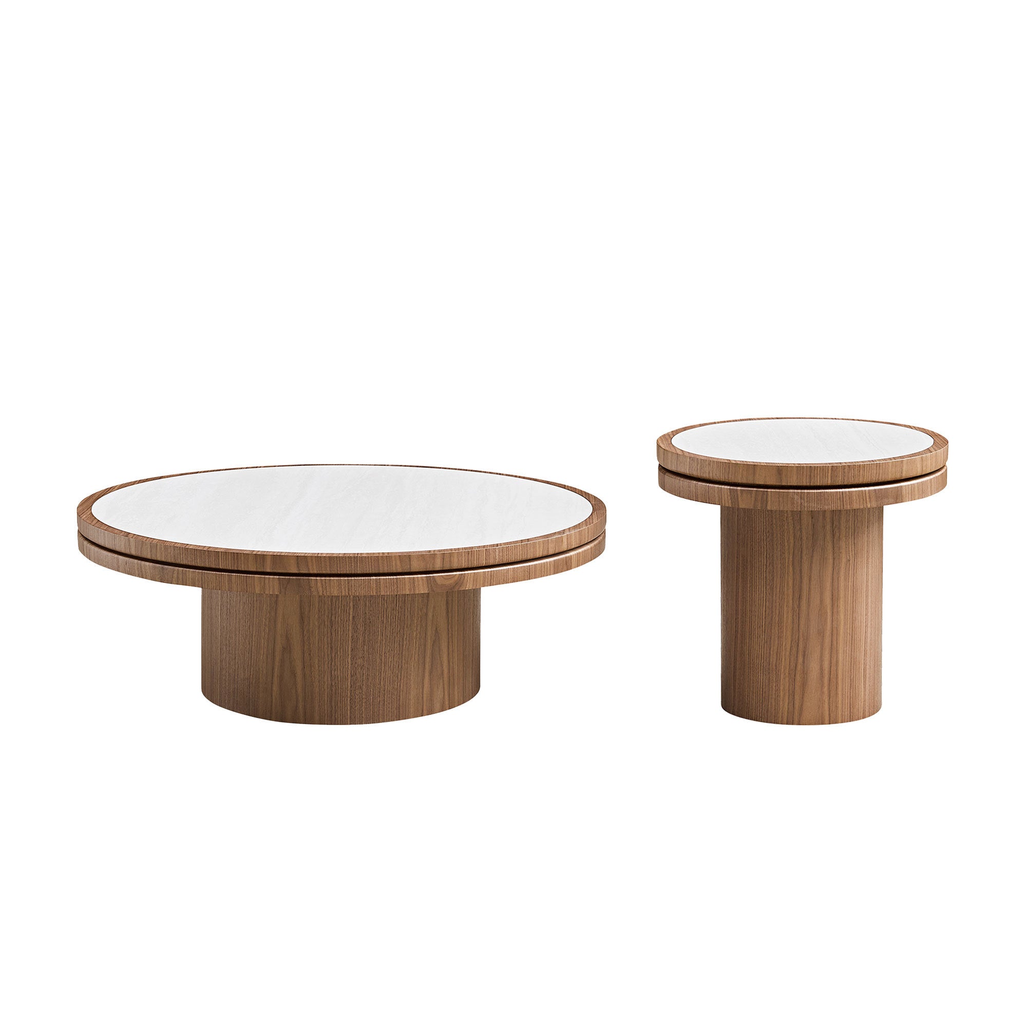 35.43 Inch Coffee Table with Sintered Stone Tabletop in Walnut by HouseOfZazla