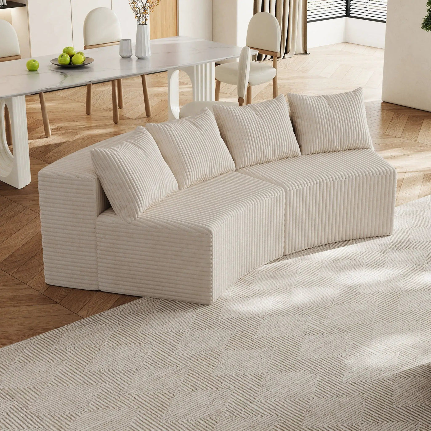 Curved Sectional Sofa With 4 Pillows, Modular Semi Circular Design by HouseOfZazla