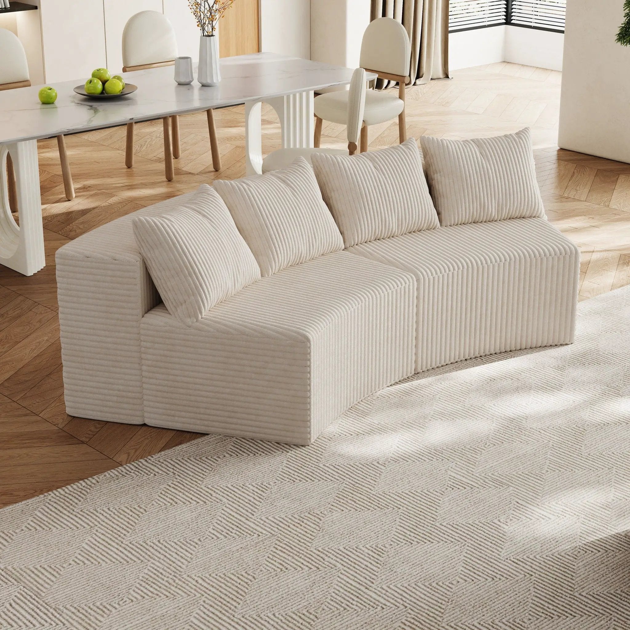 Curved Sectional Sofa With 4 Pillows, Modular Semi Circular Design by HouseOfZazla