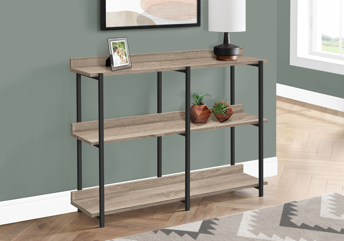 Accent Console Table for Entryway with Symmetrical Shelves - Black or Light Brown, photo 3 of 8
