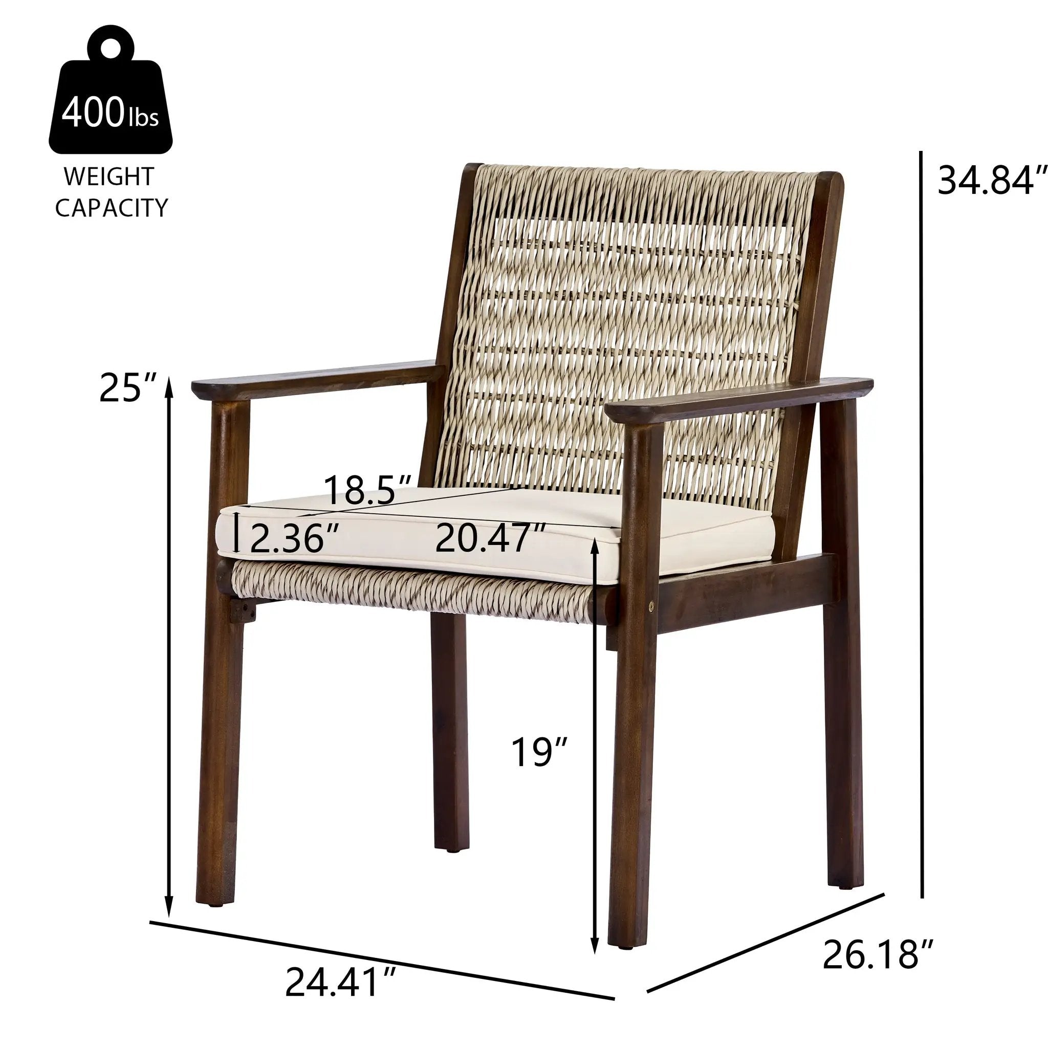 Outdoor Dining Chair Set with Acacia Wood & Wicker Rattan by HouseOfZazla