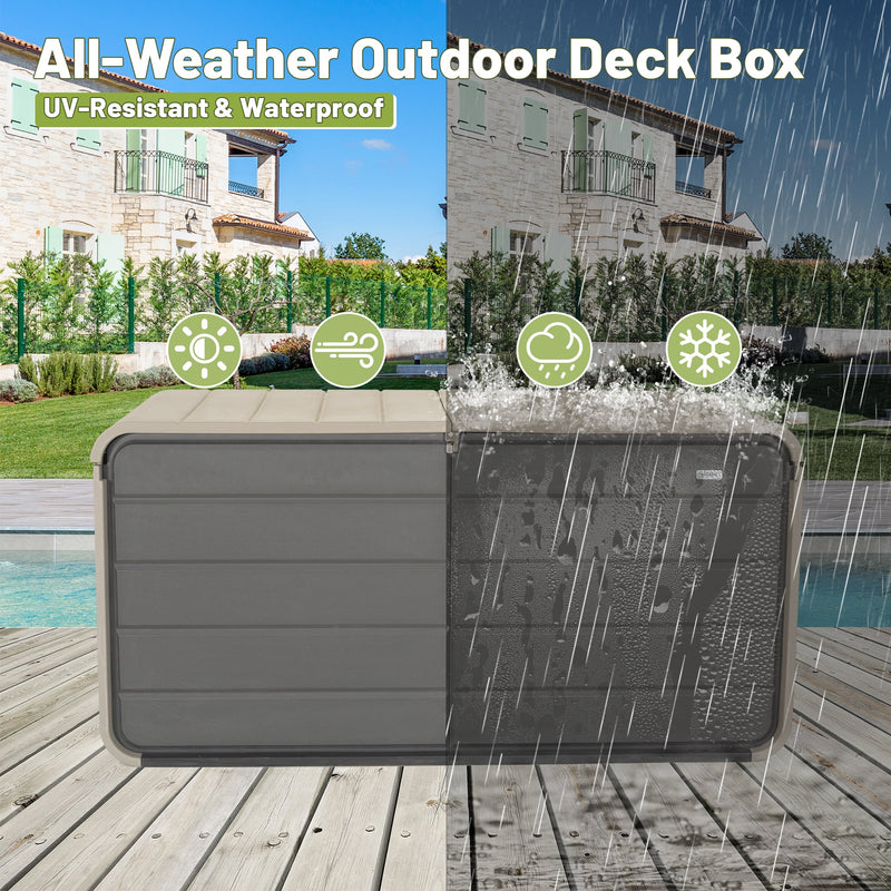 260 Gallon Plastic Deck Box with Lock and Wheels by HouseOfZazla