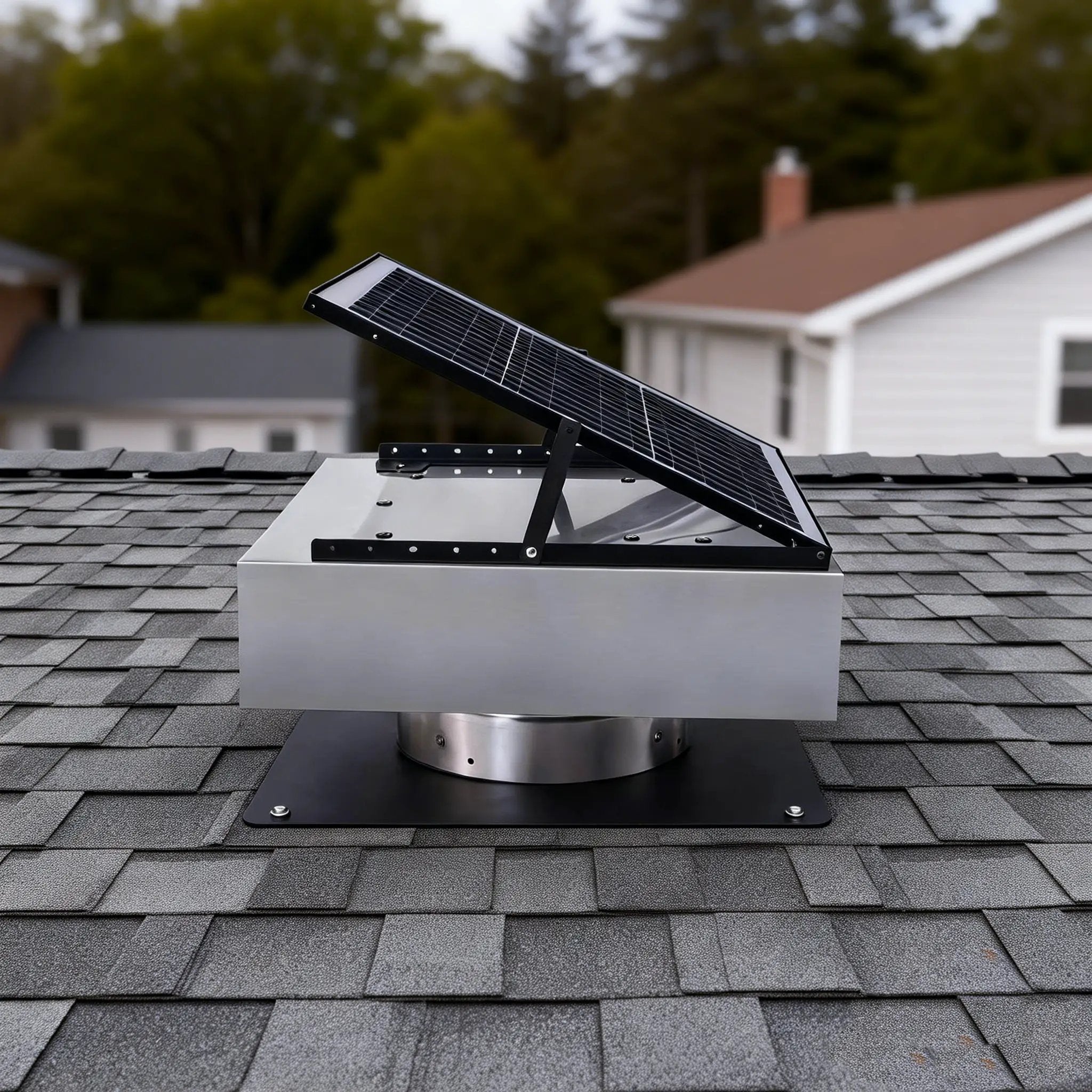 12" Stainless Steel Solar Roof Vent Fan, 40W Tilt Adjustable Solar Panel by HouseOfZazla