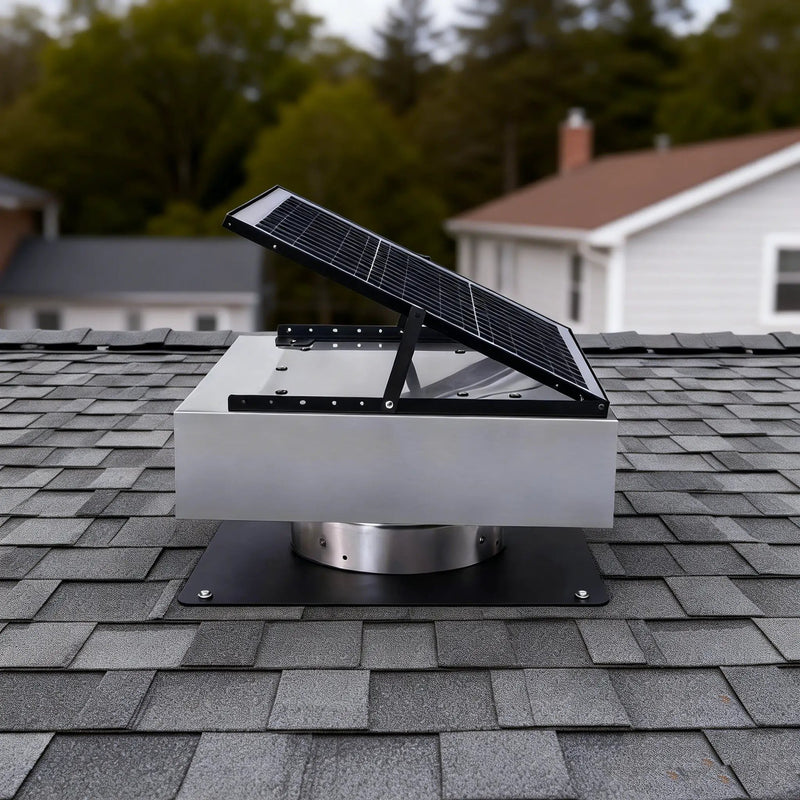 12" Stainless Steel Solar Roof Vent Fan, 40W Tilt Adjustable Solar Panel by HouseOfZazla