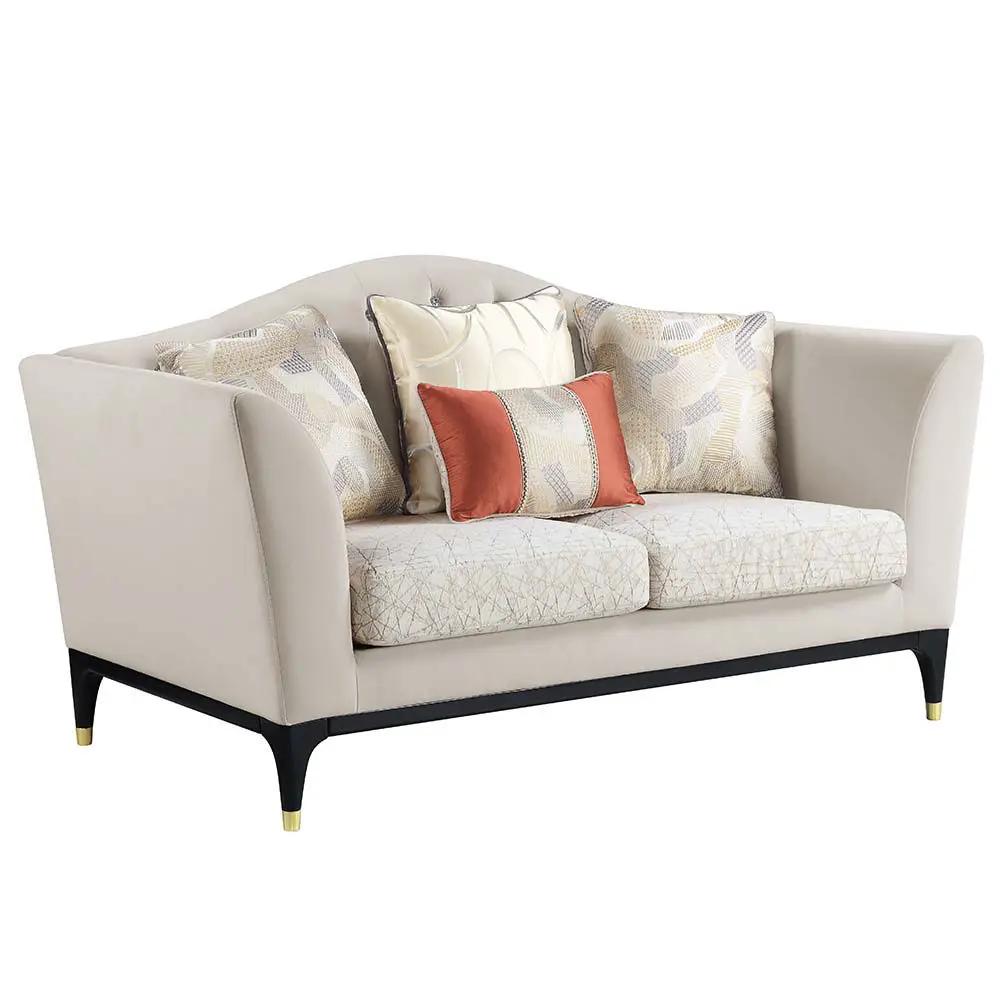 Tayden - Loveseat With 4 Pillows - Beige Velvet by Unique Piece Furniture