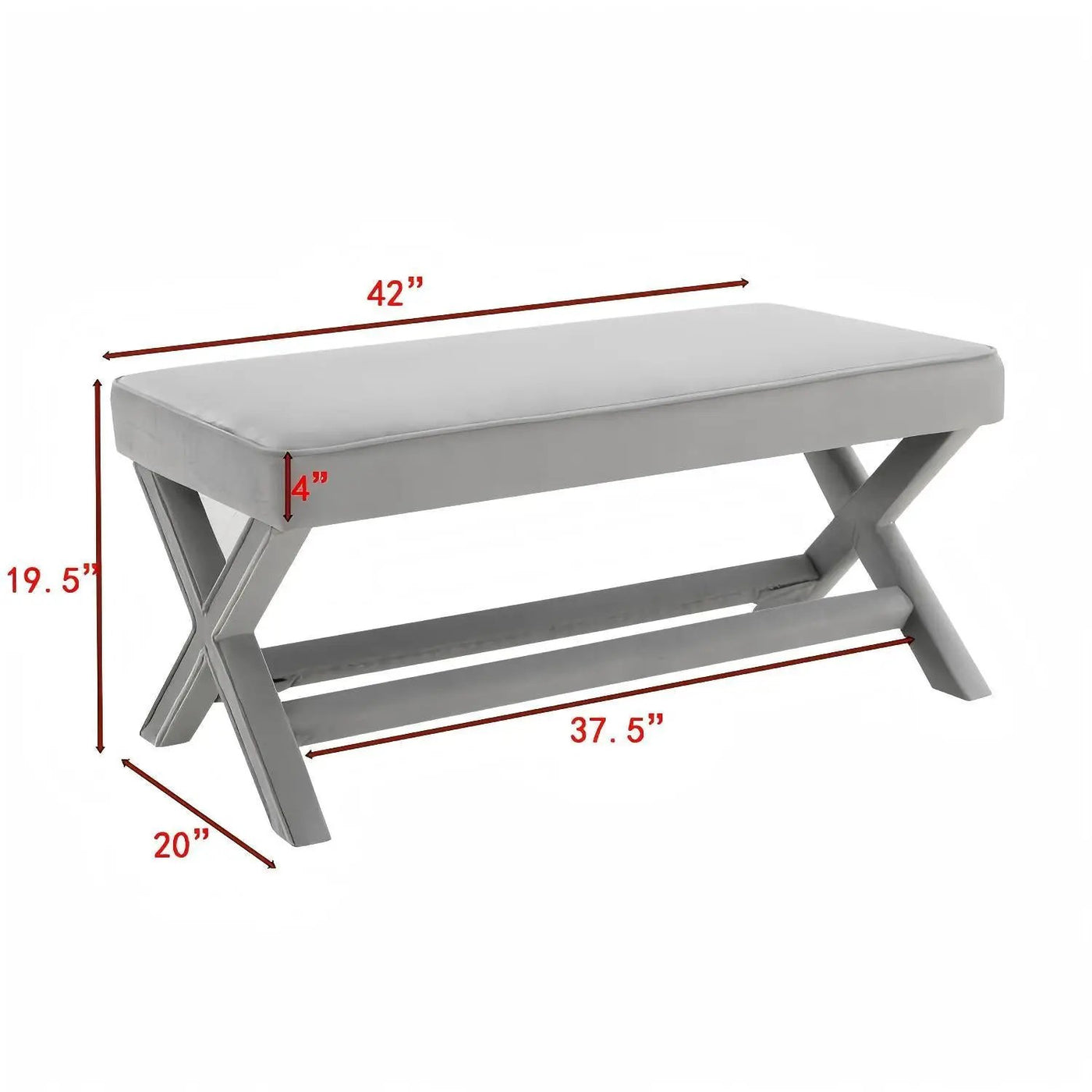 Comfort Double Bench Upholstered With X Crossed Legs by HouseOfZazla