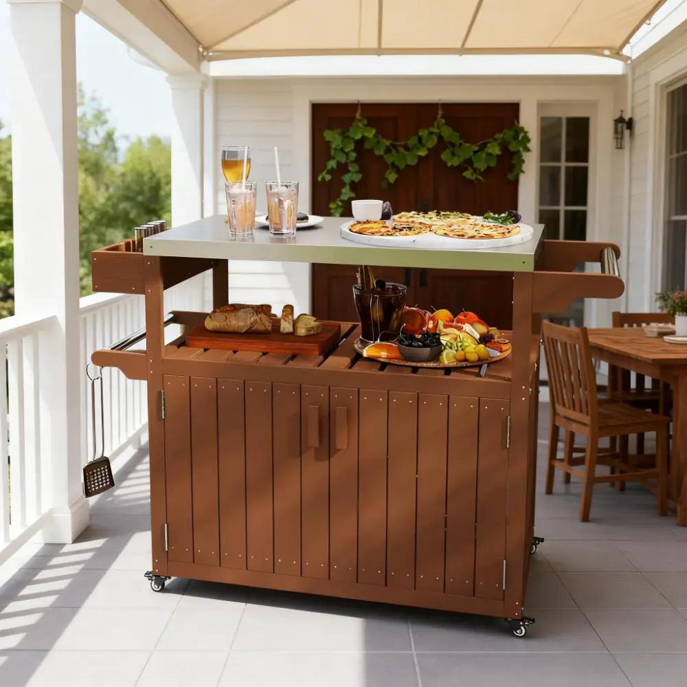 Easy to Move Outdoor Table Top Bar Cart with Storage and Wheels by HouseOfZazla