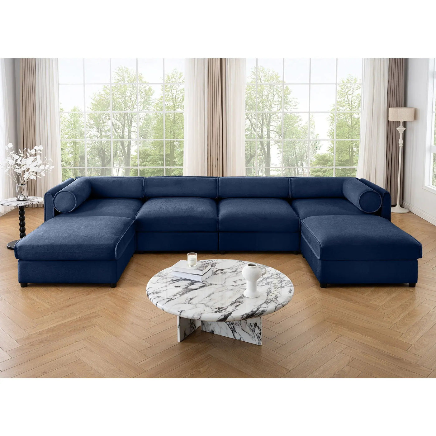 Contemporary Elegant Sofa With Storage And Ottoman by Unique Piece Furniture