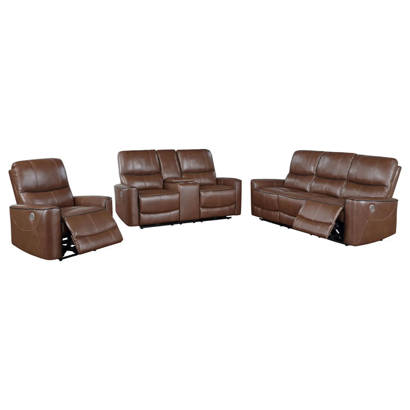 Greenfield 3-piece Power Reclining Sofa Set Saddle Brown by Unique Piece Furniture