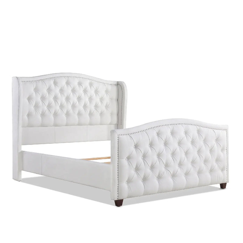 Marcella - Upholstered Shelter Headboard Bed Set by HouseOfZazla