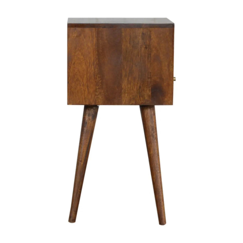 Solid Wood Mini Nightstand, 1-Drawer, 1 Open Slot, Chestnut by HouseOfZazla