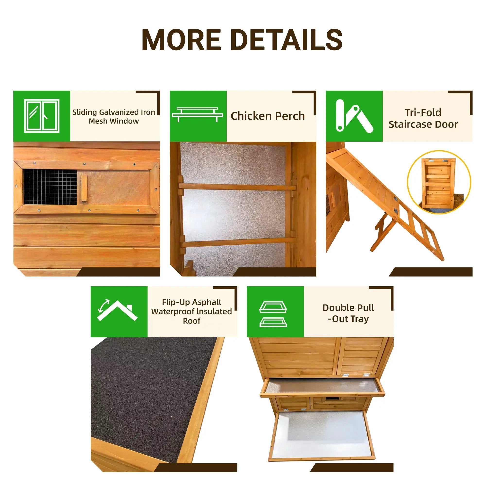 Double-House Wooden Chicken Coop for 6-8 Chickens by HouseOfZazla